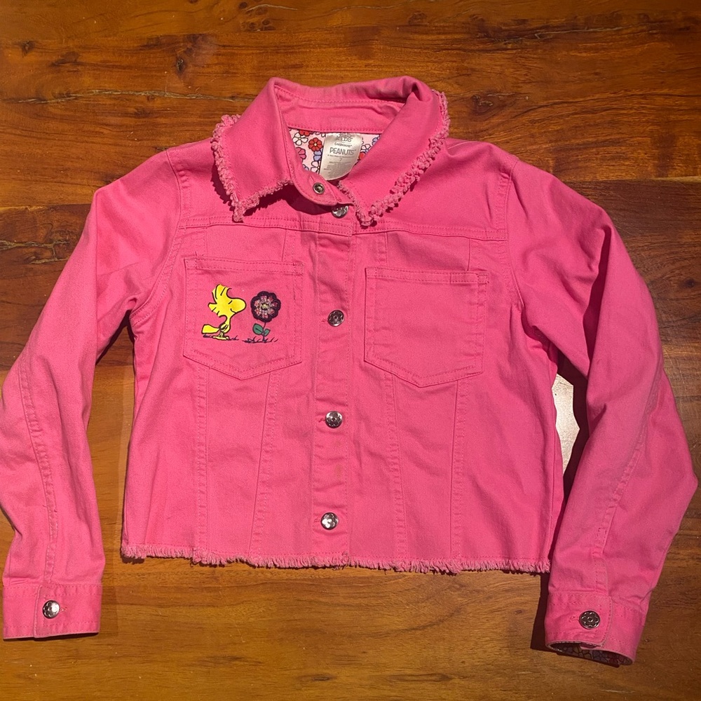 Peanuts pink jean jacket girls size 7